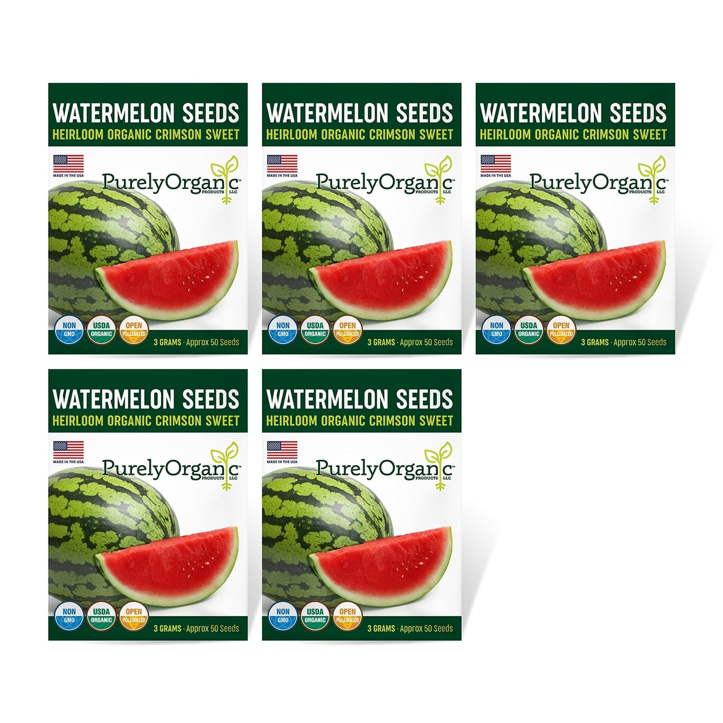 Purely Organic Crimson Sweet Watermelon Seeds - USDA Organic