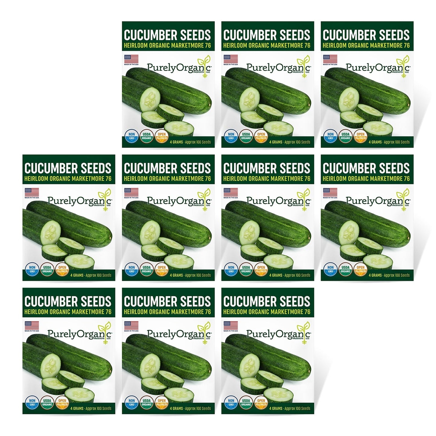 Purely Organic Marketmore 76 Cucumber Seeds - USDA Organic