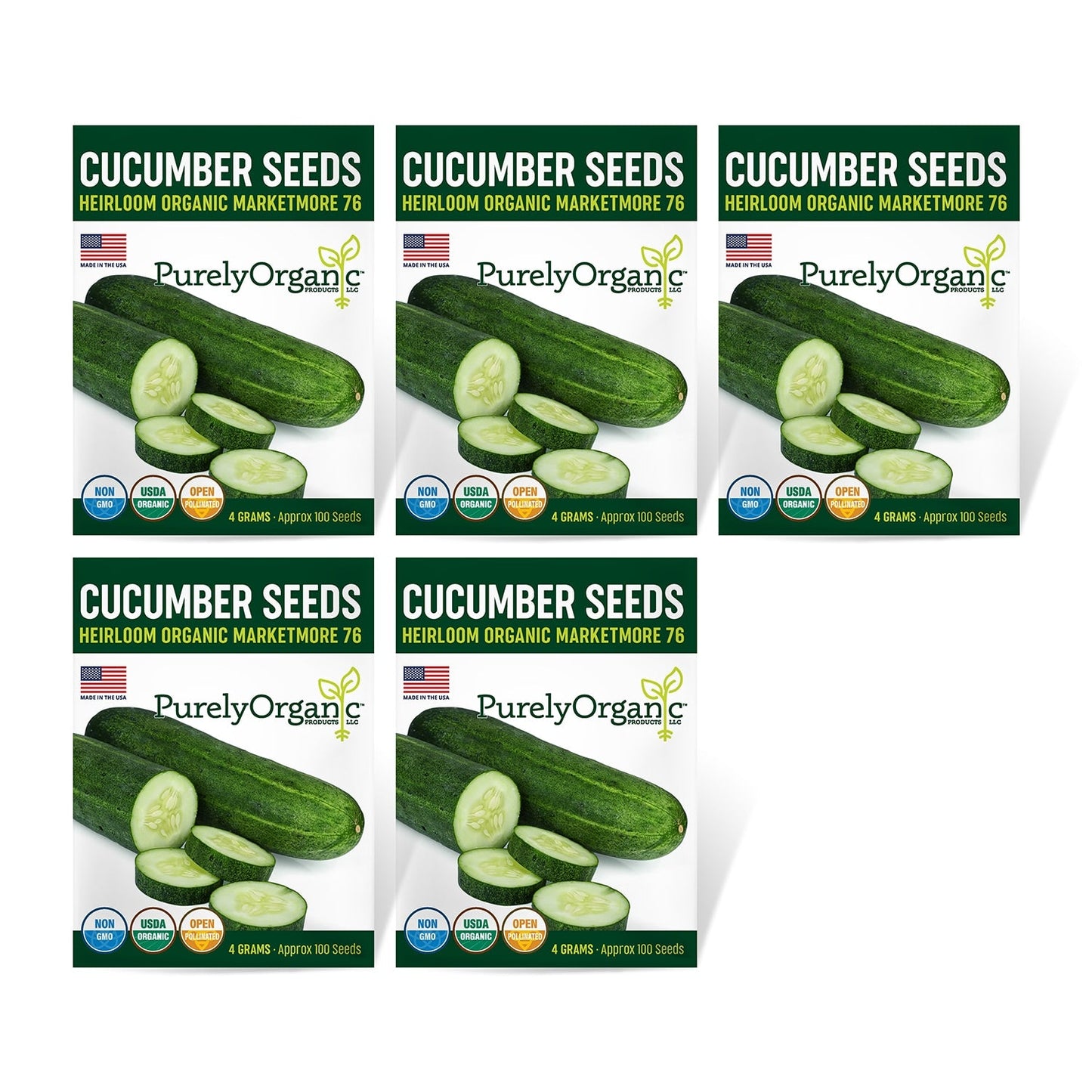 Purely Organic Marketmore 76 Cucumber Seeds - USDA Organic