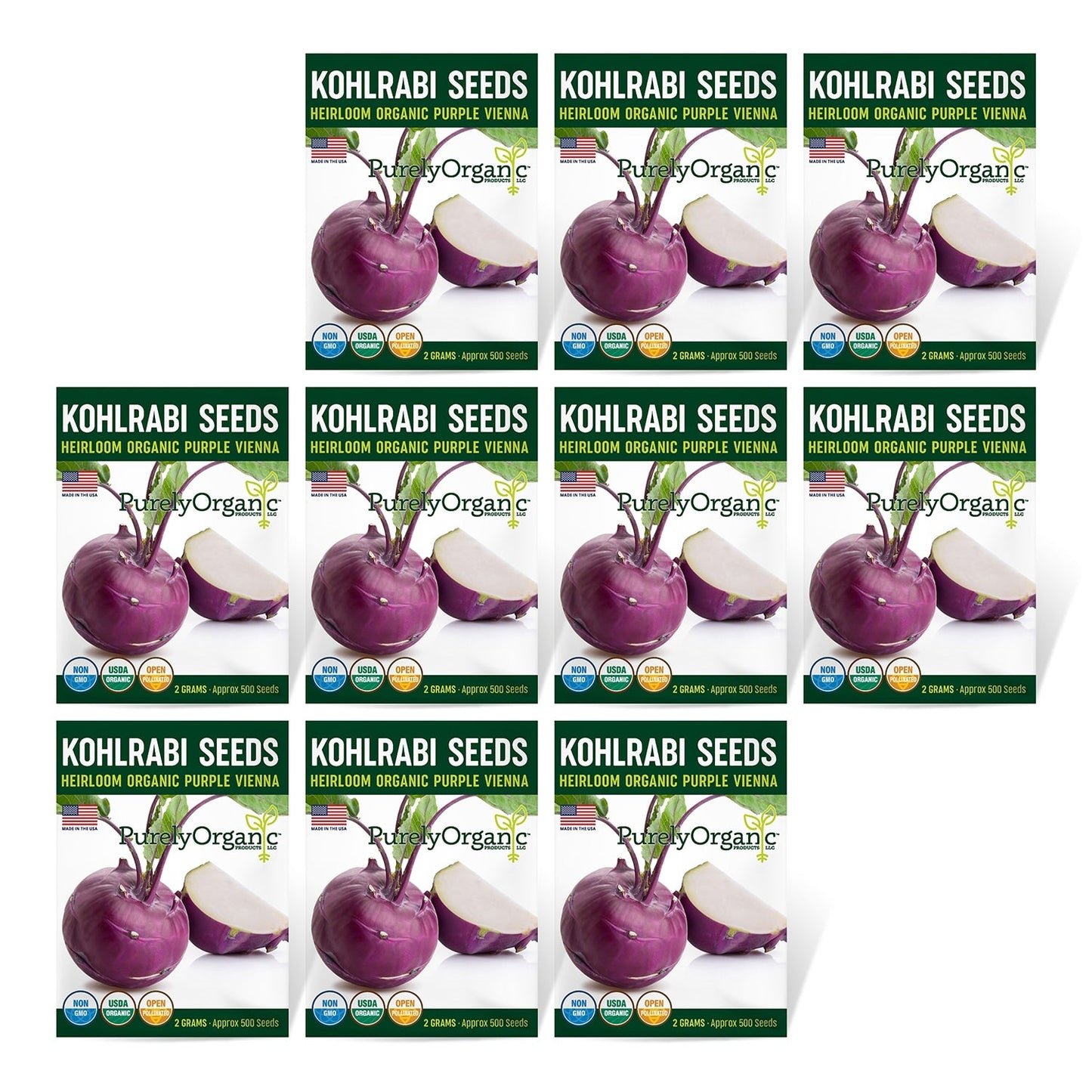 Purely Organic Purple Vienna Kohlrabi Seeds - USDA Organic