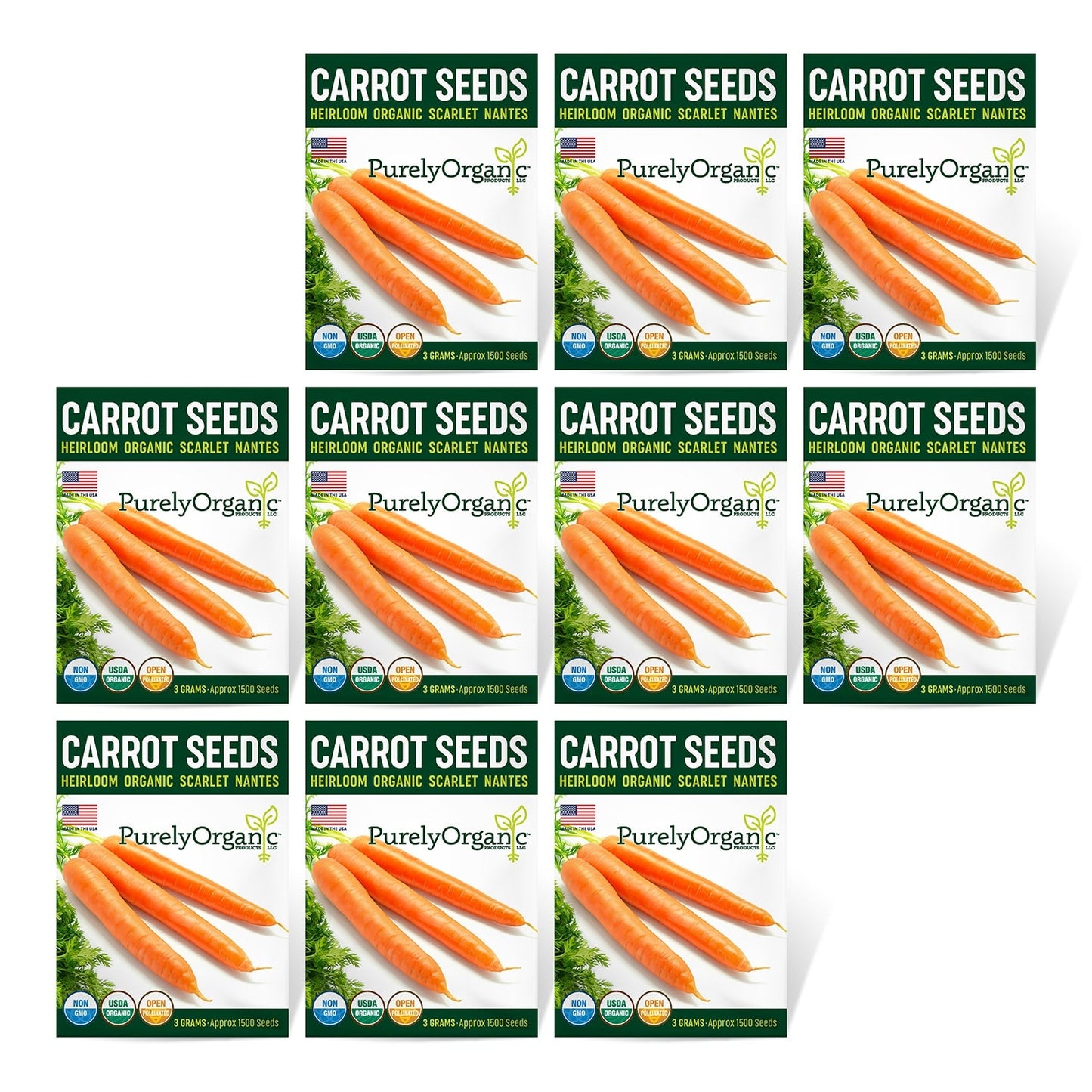 Purely Organic Scarlet Nantes Carrot Seeds - USDA Organic