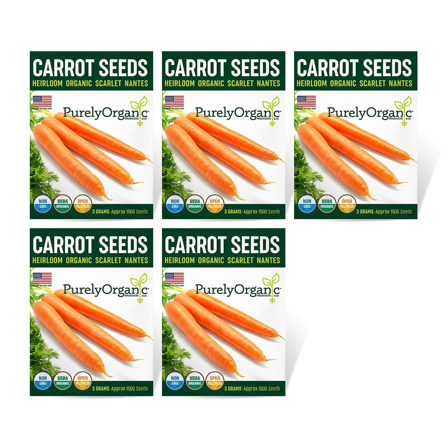 Purely Organic Scarlet Nantes Carrot Seeds - USDA Organic