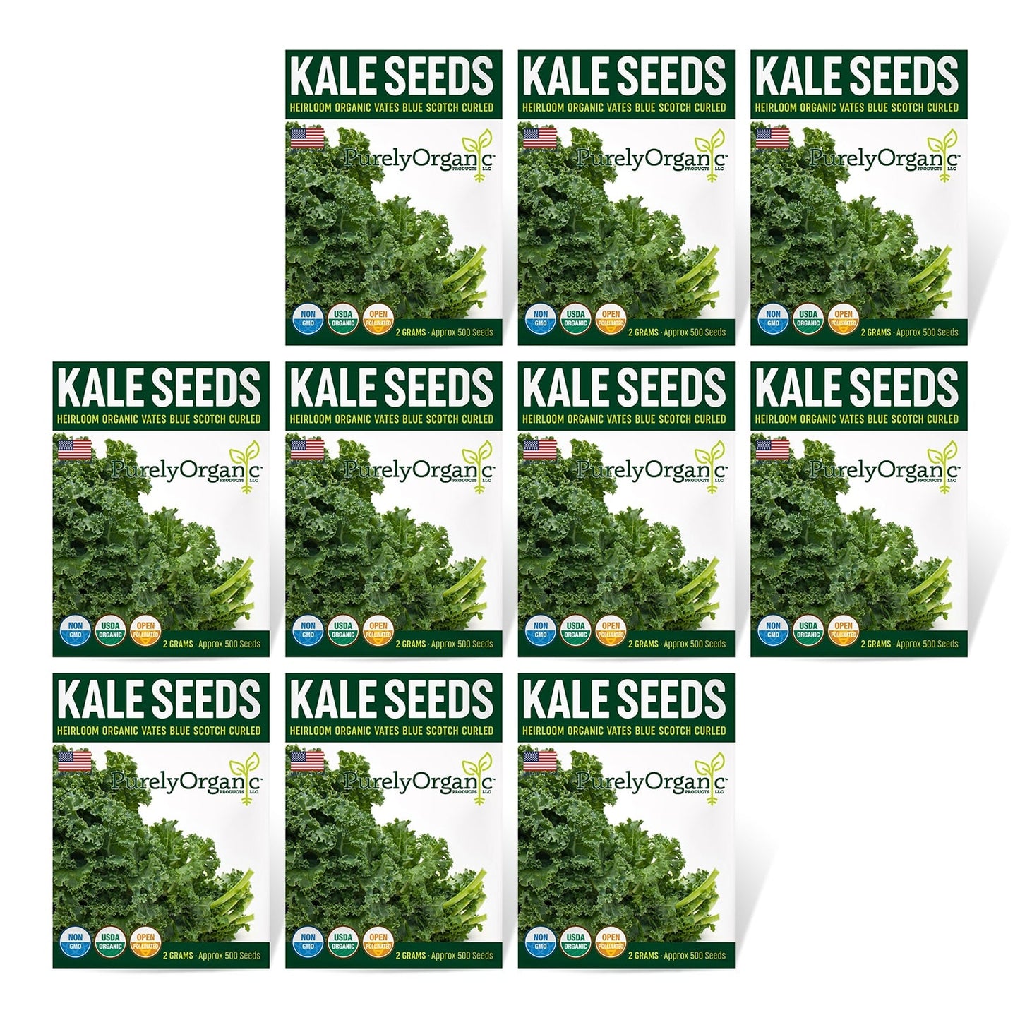 Purely Organic Vates Blue Scotch Curled Kale Seeds - USDA Organic