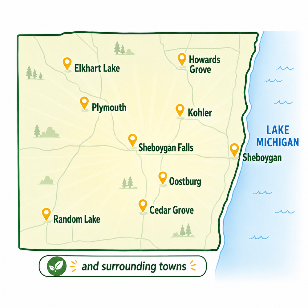 Sunny Stripes service area across Sheboygan County, Wisconsin