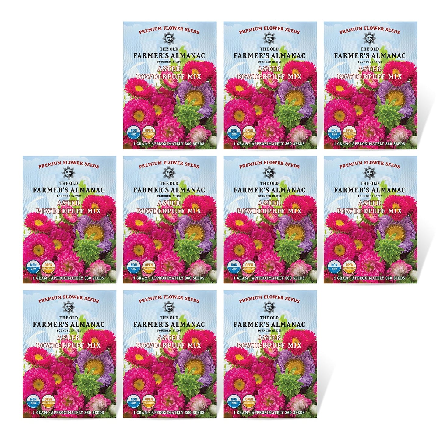 The Old Farmer's Almanac Powder Puff Mix Aster Seeds
