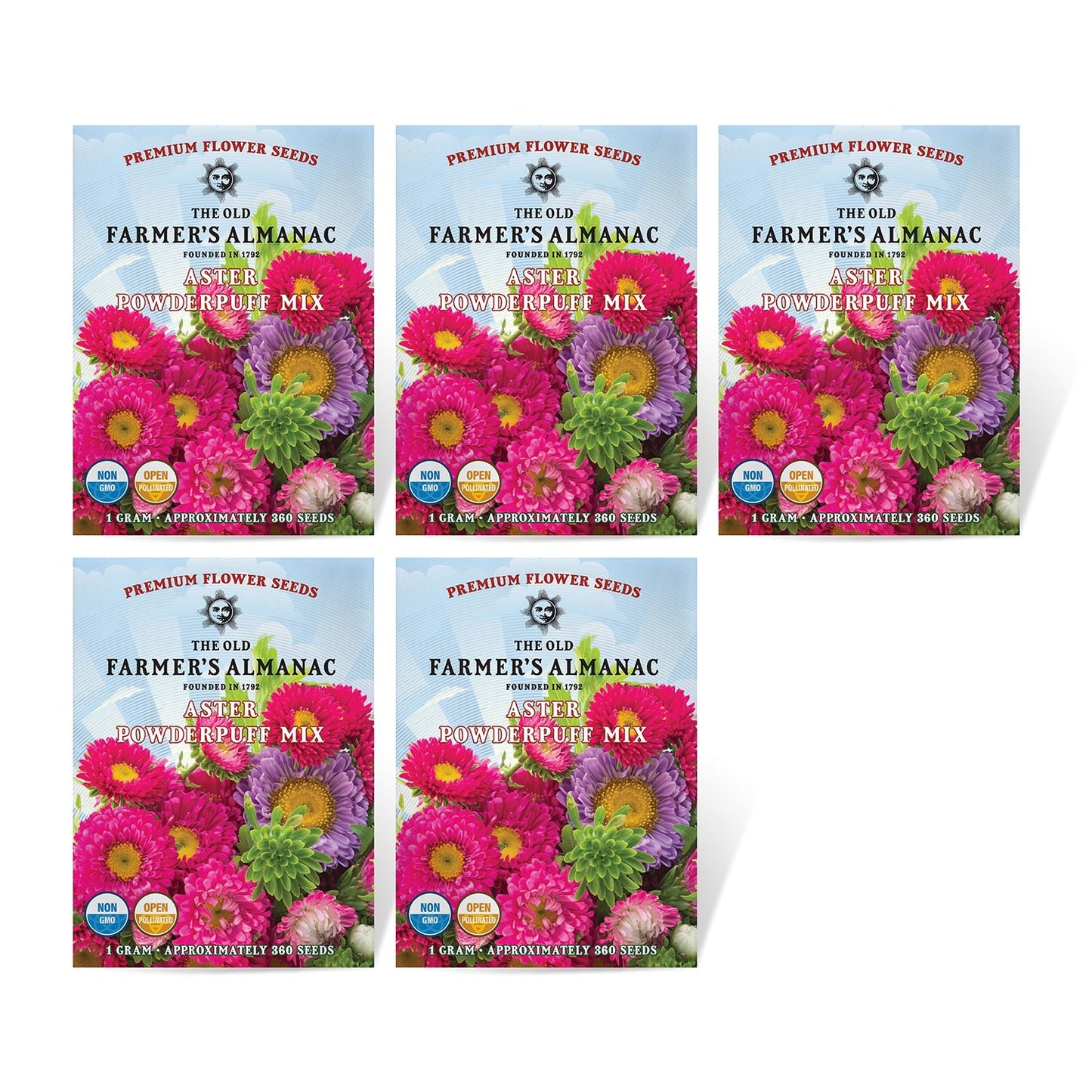 The Old Farmer's Almanac Powder Puff Mix Aster Seeds