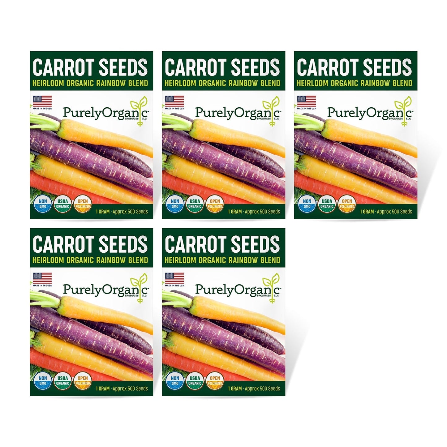 Purely Organic Rainbow Blend Carrot Seeds - USDA Organic