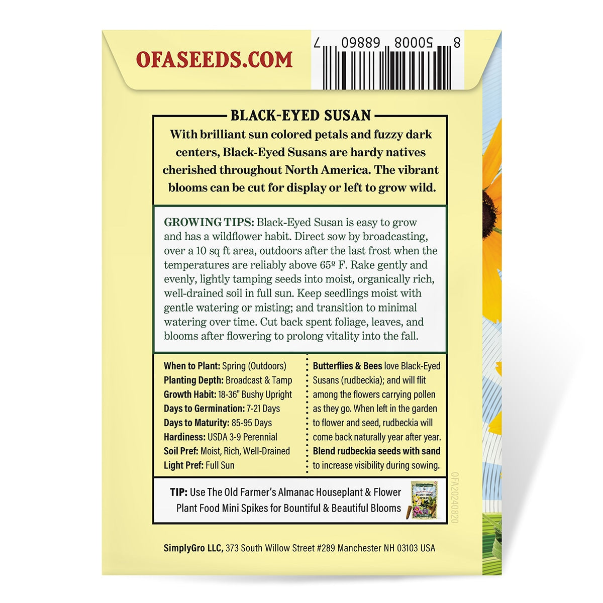 The Old Farmer's Almanac Rudbeckia Black Eyed Susan Seeds