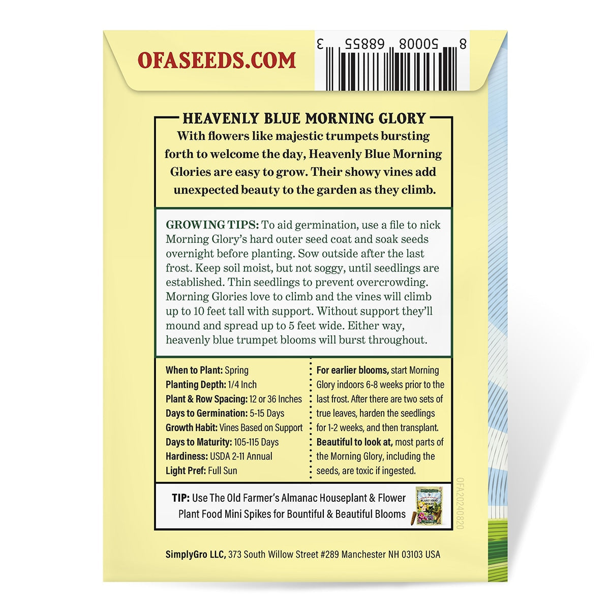 The Old Farmer's Almanac Heavenly Blue Morning Glory Seeds