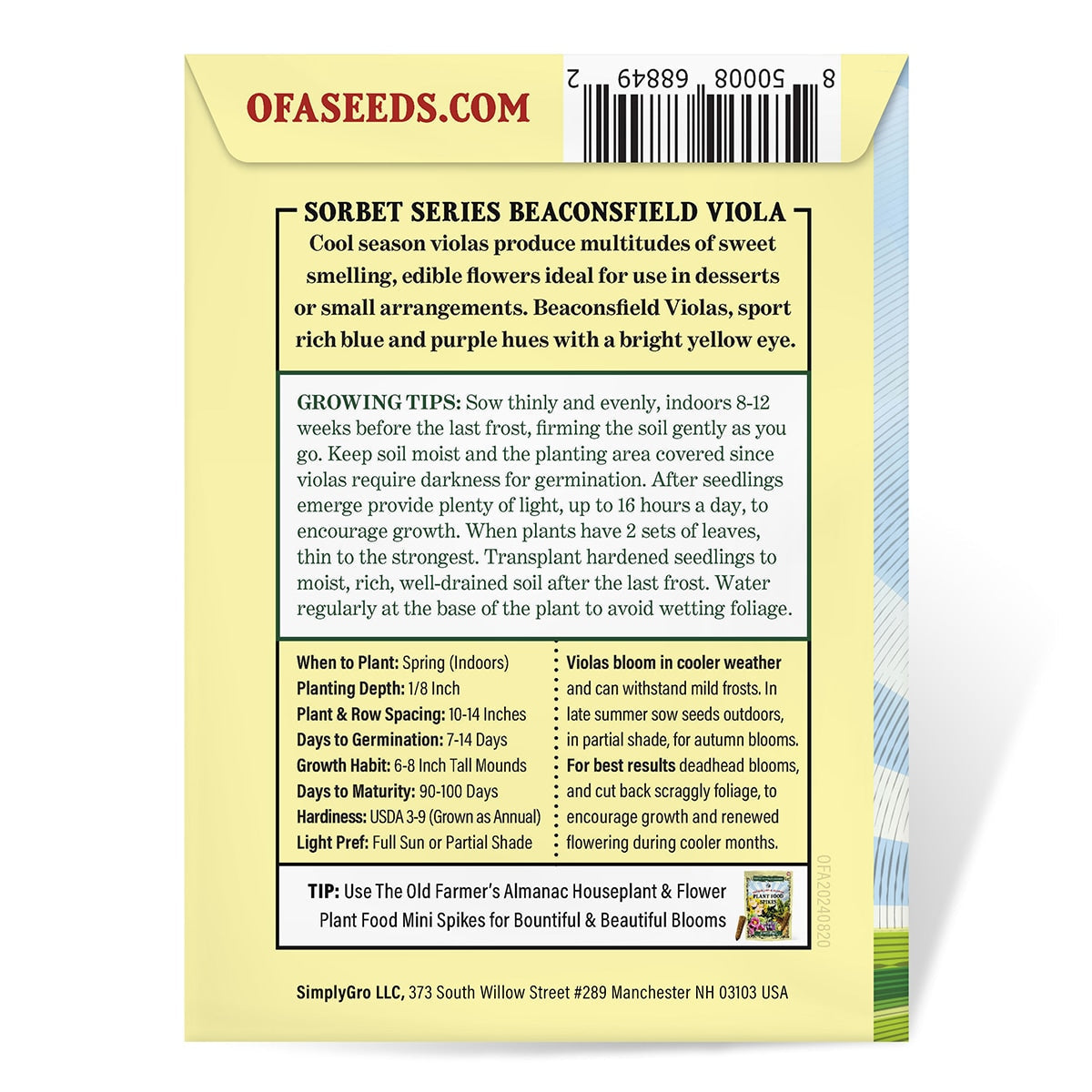 The Old Farmer's Almanac Sorbet Series Beaconsfield Viola Seeds