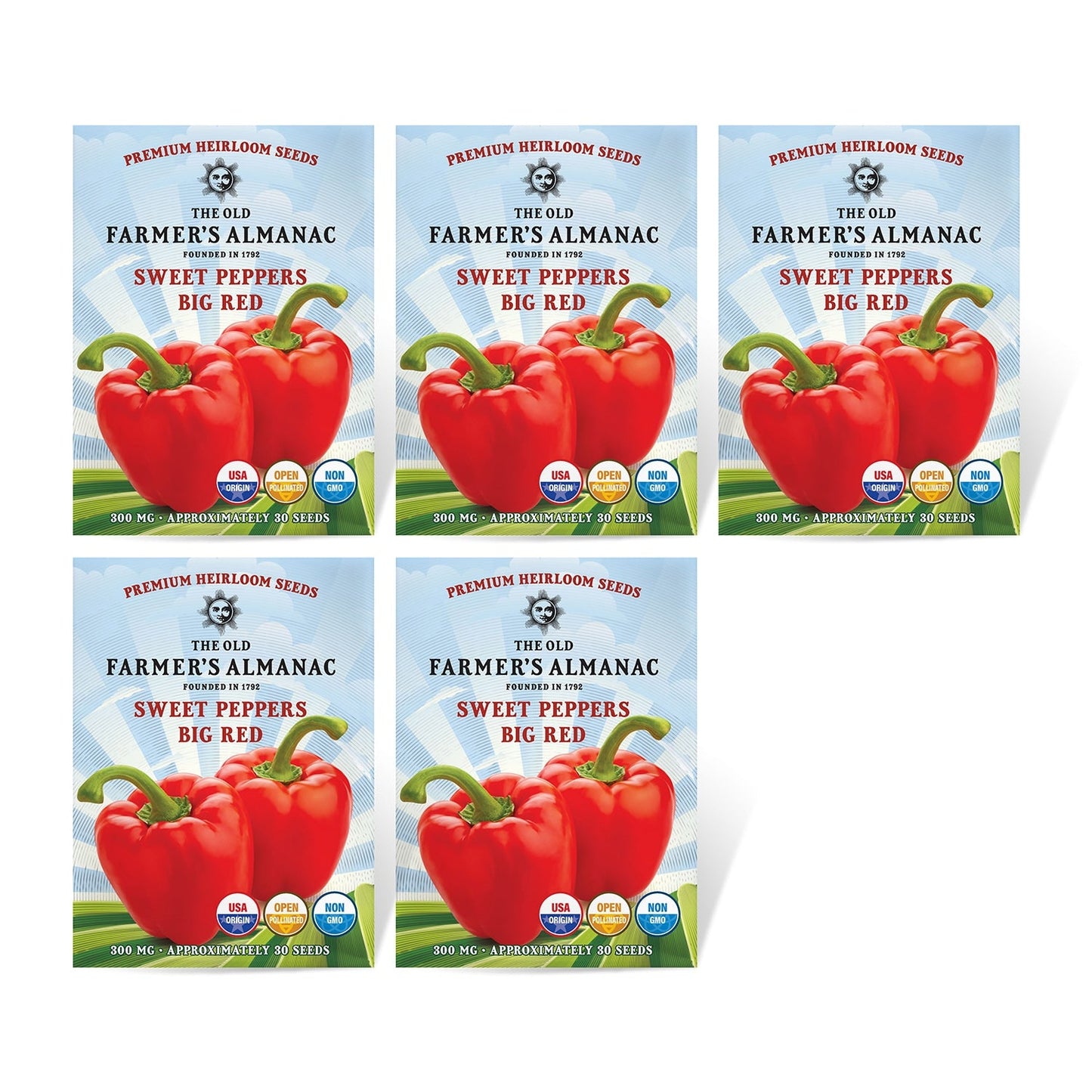 The Old Farmer's Almanac Heirloom Big Red Sweet Pepper Seeds