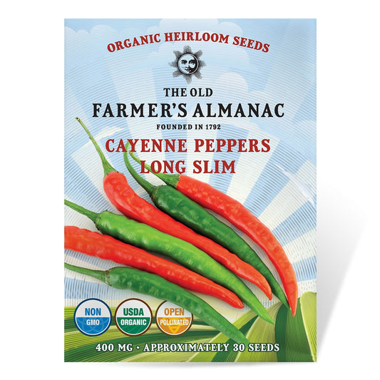 The Old Farmer's Almanac Heirloom Long Slim Cayenne Pepper Seeds - USDA Organic