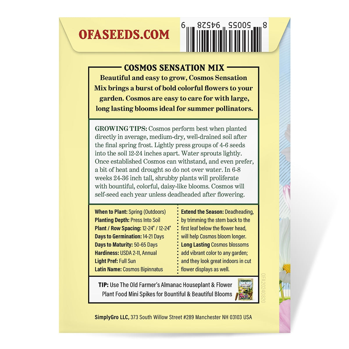 The Old Farmer's Almanac Cosmos Sensation Mix Seeds
