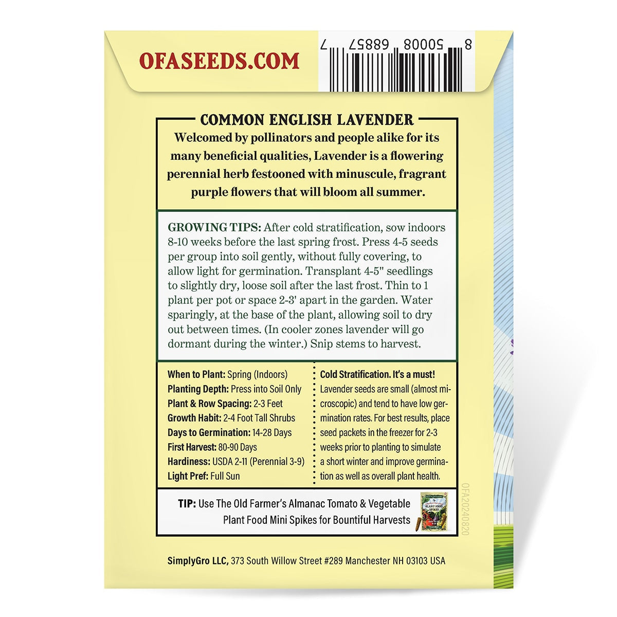 The Old Farmer's Almanac Heirloom Common English Lavender Seeds