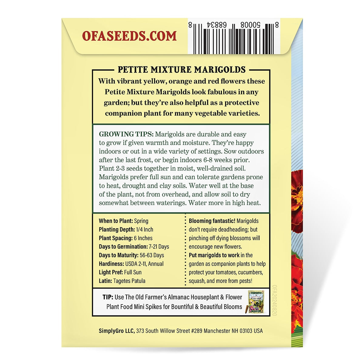 The Old Farmer's Almanac Petite Mixture Marigold Seeds