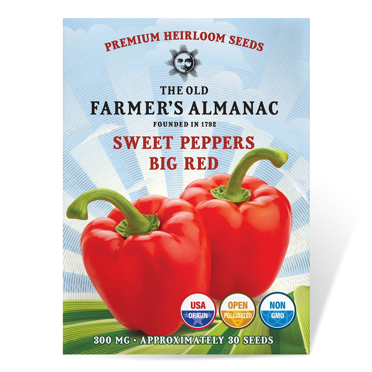 The Old Farmer's Almanac Heirloom Big Red Sweet Pepper Seeds