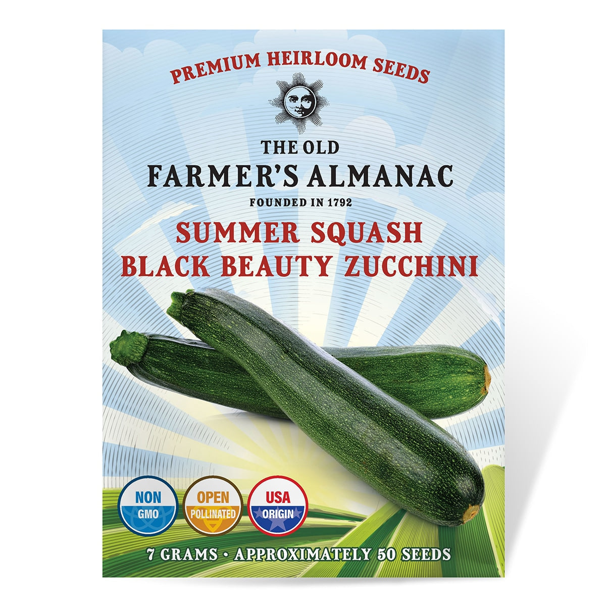 The Old Farmer's Almanac Heirloom Black Beauty Zucchini Summer Squash Seeds