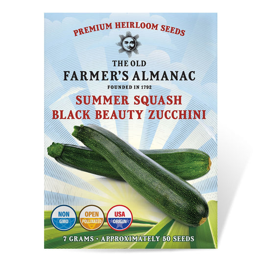 The Old Farmer's Almanac Heirloom Black Beauty Zucchini Summer Squash Seeds