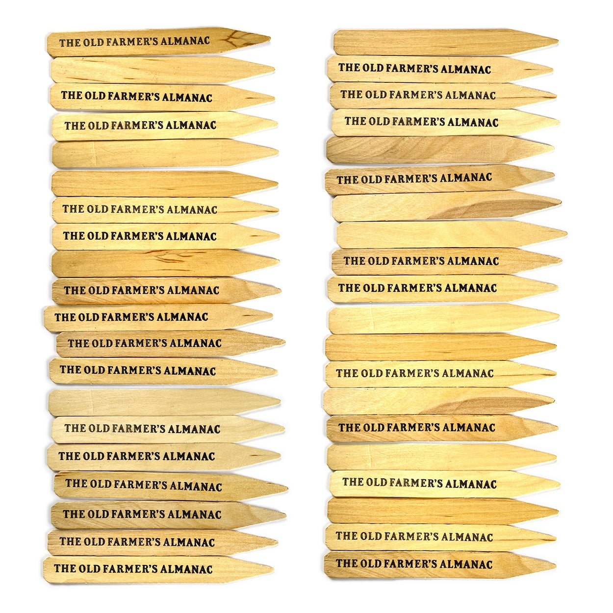 The Old Farmer's Almanac Wooden Garden Plant Markers - 40 Stakes - 8.0 x 0.875 Inches Each