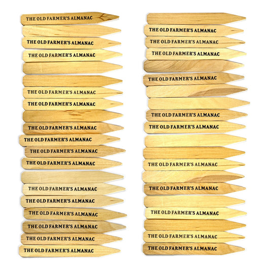 The Old Farmer's Almanac Wooden Garden Plant Markers - 40 Stakes - 8.0 x 0.875 Inches Each