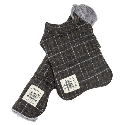 Touchdog ® 2-In-1 Windowpane Plaid Dog Jacket and Matching Reversible Dog Mat