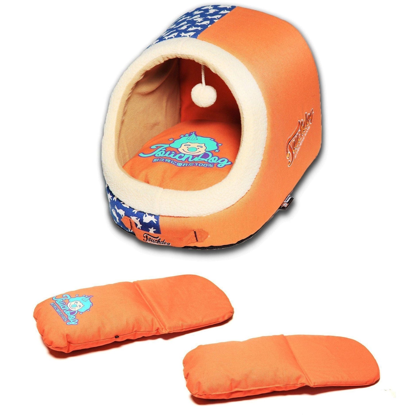 Touchdog ® 'Lazy-Bones' Rabbit-Spotted Panoramic Cat Bed with Teaser Toy