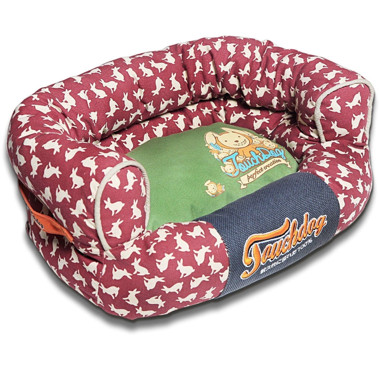 Touchdog ® 'Lazy-Bones' Rabbit-Spotted Designer Couch Dog Bed