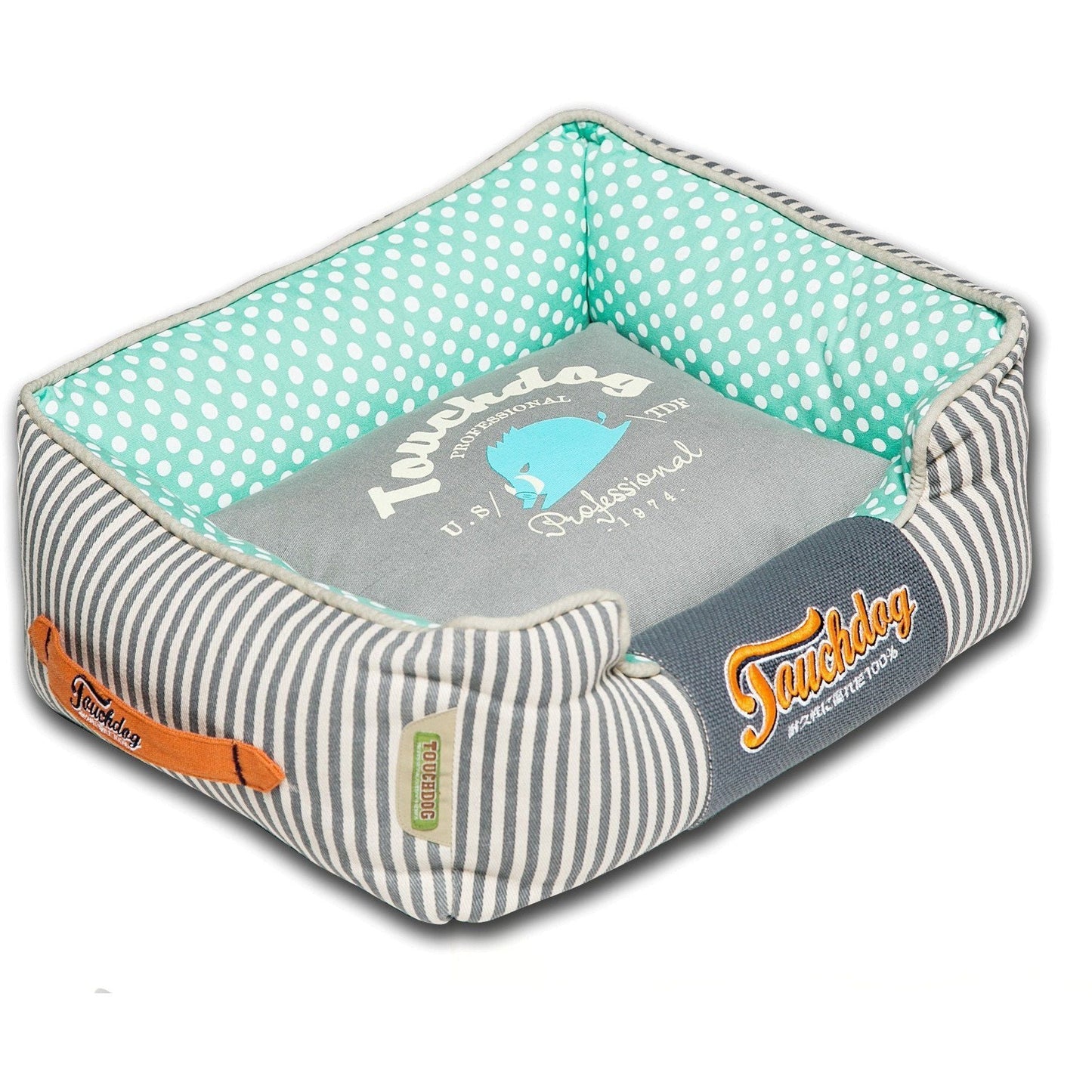 Touchdog ® 'Polka-Striped' Rectangular Designer Premium Dog Bed