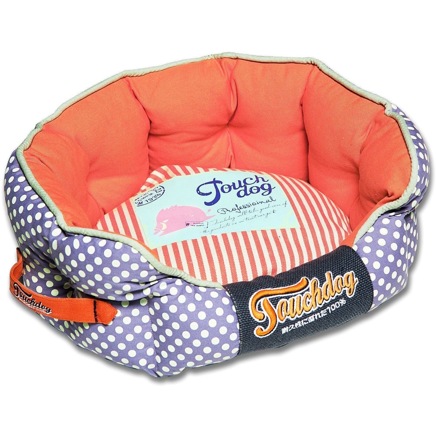 Touchdog ® 'Polka-Striped' Polo Designer Premium Rounded Dog Bed