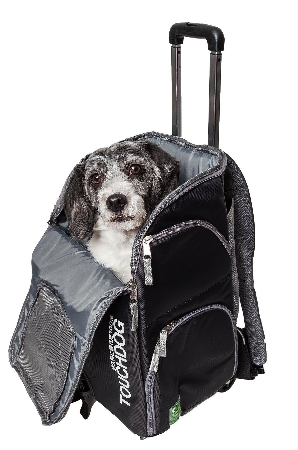 Touchdog ® 'Wuffle Duffle' 2-in-1 Wheeled Backpack Sporty Pet Carrier